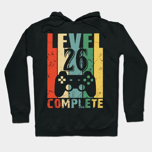 Vintage 26th Wedding Anniversary Level 26 Complete Funny Video Gamer Birthday Gift Ideas Hoodie by smtworld